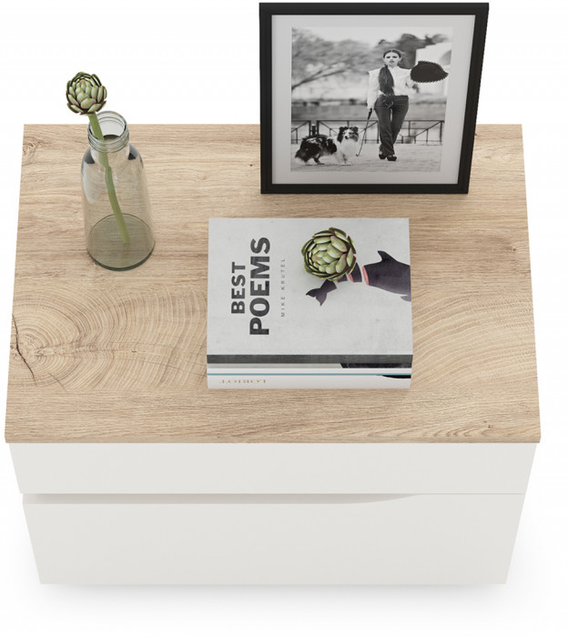 Муссон 16.03 Тумба прикроватная, белый/дуб эндгрейн элегантный