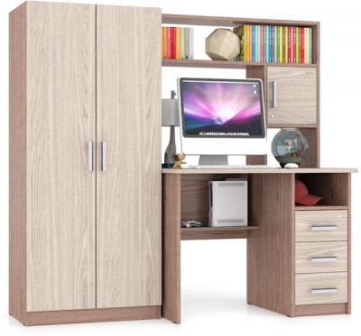 компьютерный стол С-МД-СК9+Шкаф С-МД-СК9Ш, ясень шимо светлый/ясень шимо тёмный