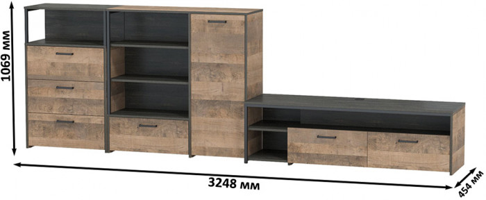 Трувор Гостиная 011, дуб гранж песочный/интра