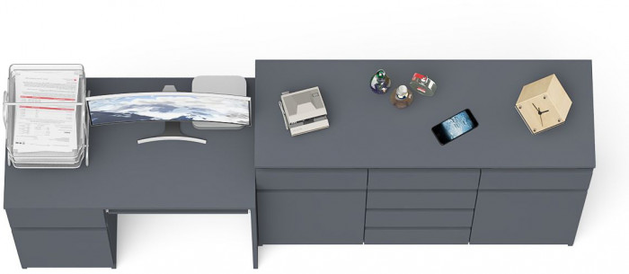 Мори компьютерный стол МС-1 левый + Комод МК1200.4, графит