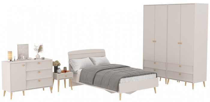 Афина Спальня 37-1200, цвет кашемир серый, сп.м. 1200х2000 мм., б/м, основание есть - фанера