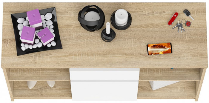 Мори Тумба ТВ МТВ1204.1, цвет дуб сонома/белый, ШхГхВ 120,4х41х73 см.