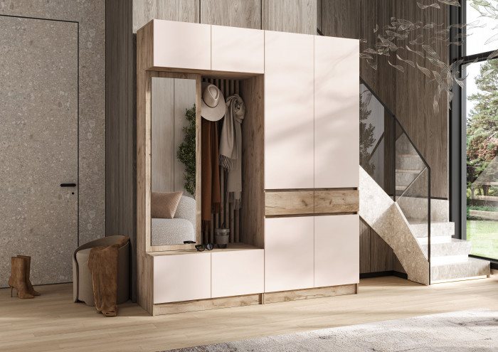 Модульная прихожая, Крафт серый/Кашемир