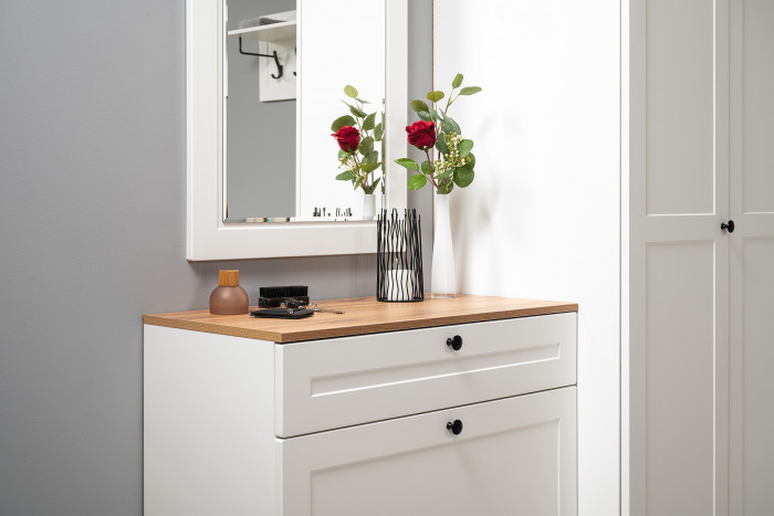 Остин Прихожая 17, белый шагрень/дуб крафт золотой