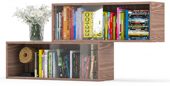 Две полки книжных С-МД-КН01, ясень шимо тёмный