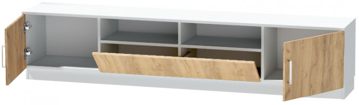 Тумба-3 под ТВ напольная "Иннэс-7", Белый/Крафт золотой