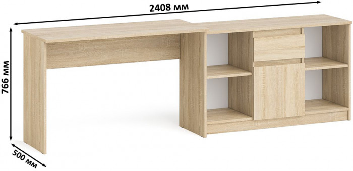 Мори письменный стол МСП1200.1 + Тумба МТВ1204.1, дуб сонома