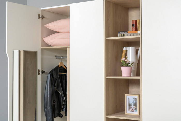 Муссон Спальня № 05, белый/дуб эндгрейн элегантный/искусственная кожа белая