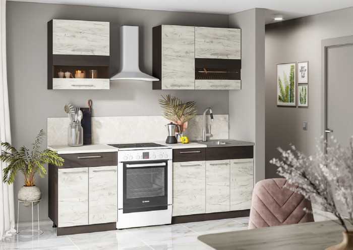 Кухонный гарнитур Маша 1.6 м, дуб крафт белый