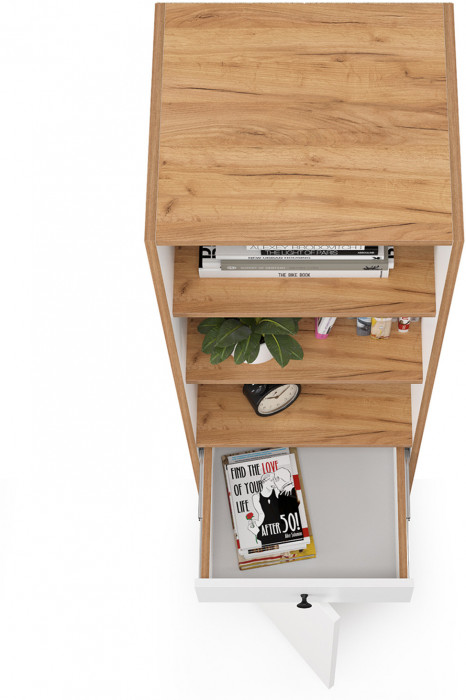 Вуди 13.146 Стеллаж, цвет белый премиум/дуб крафт золотой, ШхГхВ 45х40,2х180,3 см., универсальная сборка