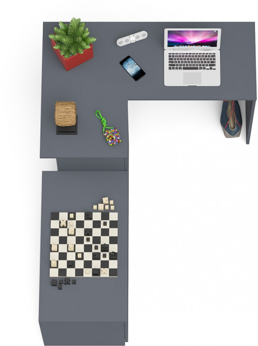 Мори компьютерный стол МС-16 левый + Тумба МА900.1, графит