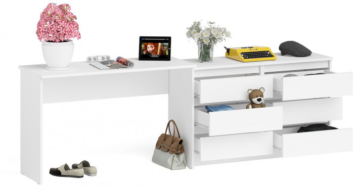 Мори письменный стол МСП1200.1 + Комод МК1200.6, белый