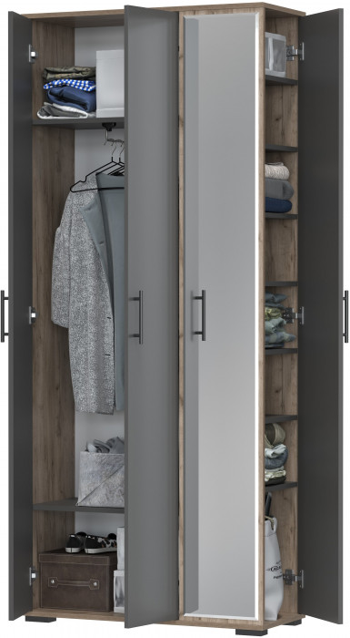 Прихожая 2-3421дкт/граф Домино-мини, дуб крафт табачный/графит