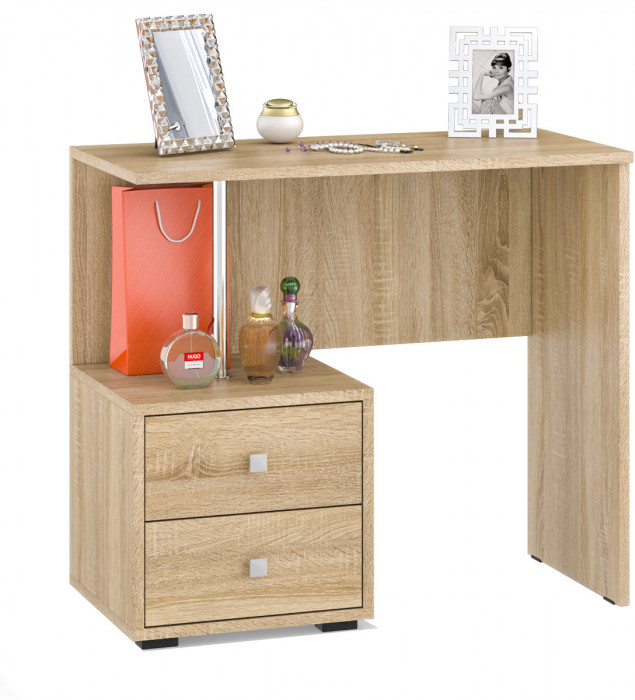 Камелия спальня № 2 Кровать 1600 + Две тумбы + Стол косметич. + Зеркало + Шкаф 4-х, дуб сонома