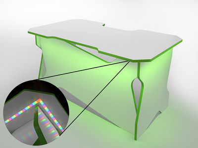 Игровой компьютерный стол RVG с подсветкой Белый/Салатовый 100