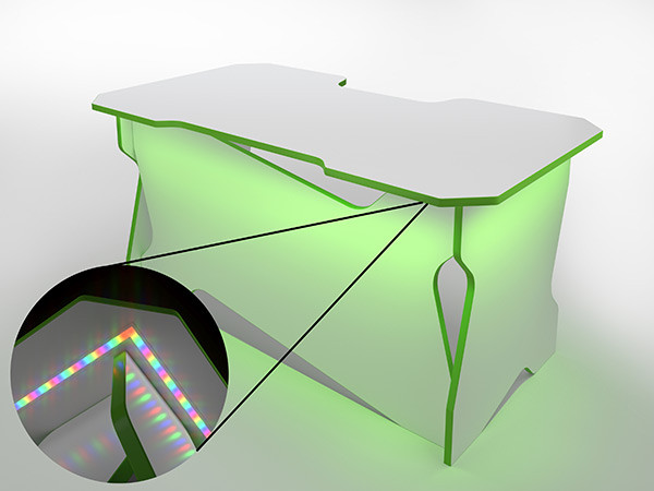 Игровой компьютерный стол RVG с подсветкой Белый/Салатовый 100