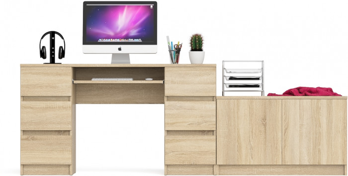 Мори компьютерный стол МС-2 + Тумба МА900.1, дуб сонома