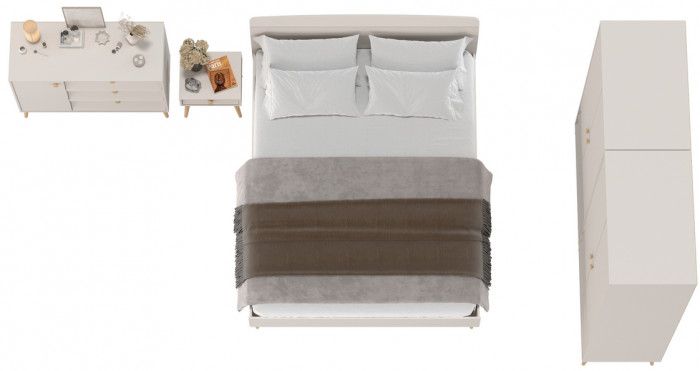 Афина Спальня 37-1600, цвет кашемир серый, сп.м. 1600х2000 мм., б/м, основание есть - фанера