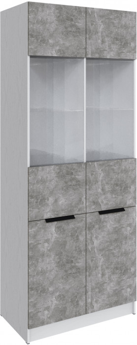 Шкаф Мадрид (0,9) с 2 витринами, Белый/Ателье светлое