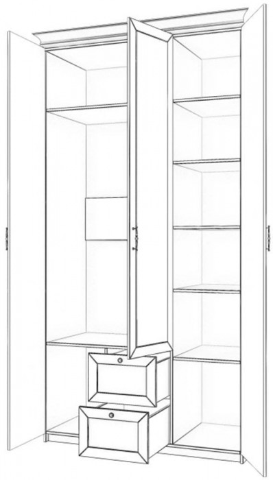 Бэль Шкаф трехдверный + Карнизы 1204/550 Слоновая кость