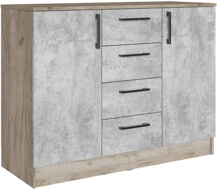 Комод Вегас, Дуб крафт серый/Цемент