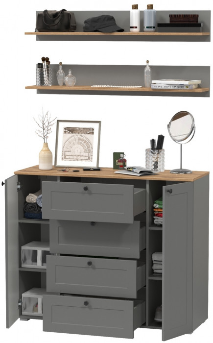 Остин Прихожая 71, цвет серый графит/дуб крафт золотой, ШхГхВ 120х41,9х180 см.