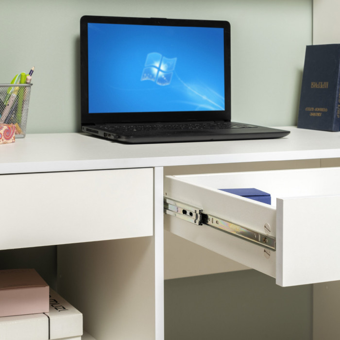 Стол компьютерный Комфорт 12.77F, цвет белый шагрень, ШхГхВ 100х49,8х147 см., универсальная сборка