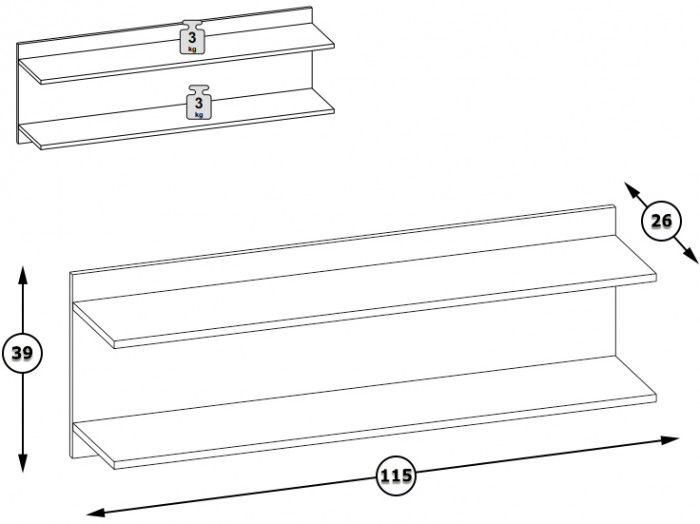 КР100 Бостон 09.132 Полка, цвет дуб эндгрейн элегантный, ШхГхВ 115,2х25,6х39 см.