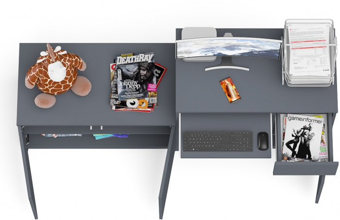 Мори компьютерный стол МС-1 правый + Тумба МА900.1, графит