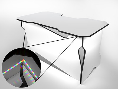 Игровой компьютерный стол RVG с подсветкой Белый/Черный 100