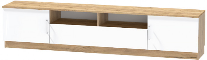 Тумба-3 под ТВ напольная "Иннэс-7", Крафт золотой/Белый глянец