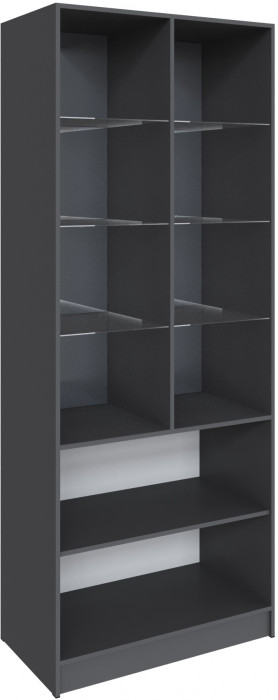 Шкаф Мадрид (0,9) с 2 витринами, Графит серый