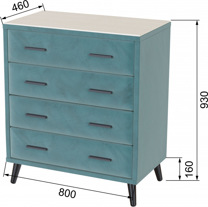 Комод интерьерный Пай бирюза/мдф клен кремовый