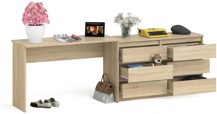 Мори письменный стол МСП1200.1 + Комод МК1200.6, дуб сонома