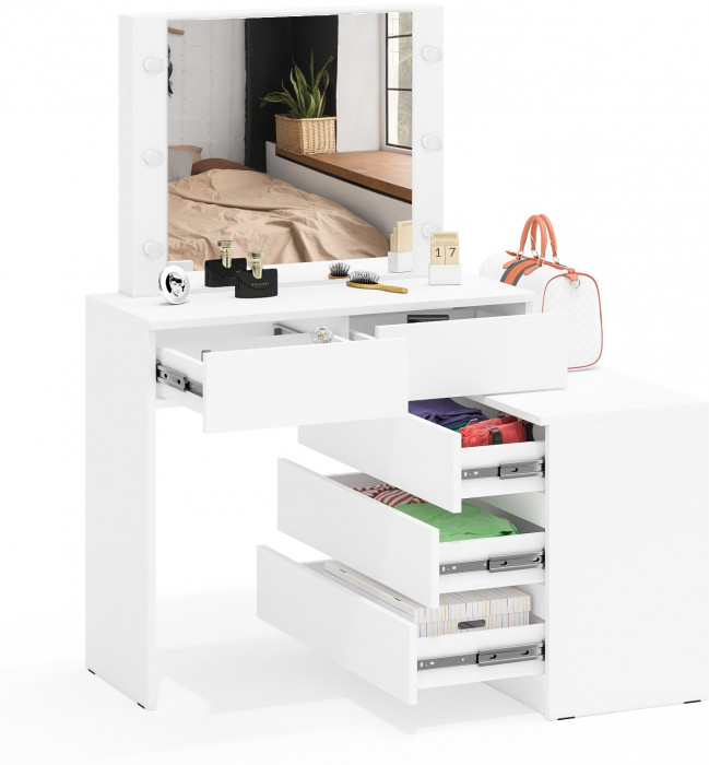 Стол косметический с подсветкой 110, белый