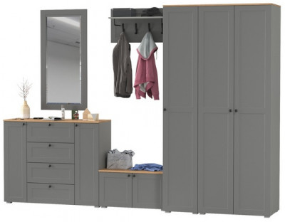 Остин Прихожая 55, цвет серый графит/дуб крафт золотой, ШхГхВ 320х54,3х229,6 см., универсальная сборка