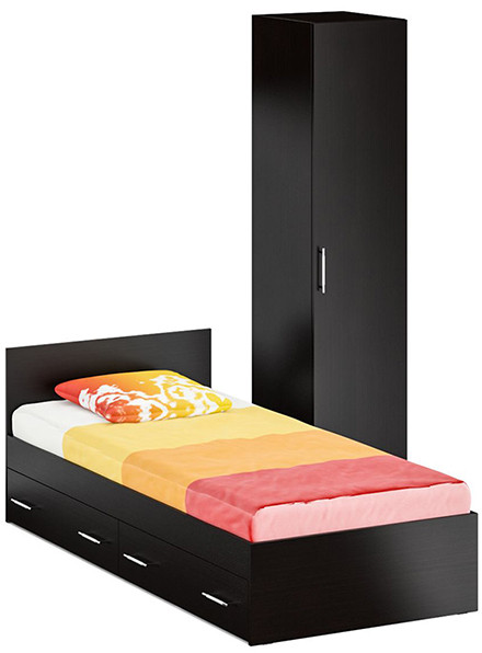 Кровать с ящиками 0900 + Пенал Стандарт, венге