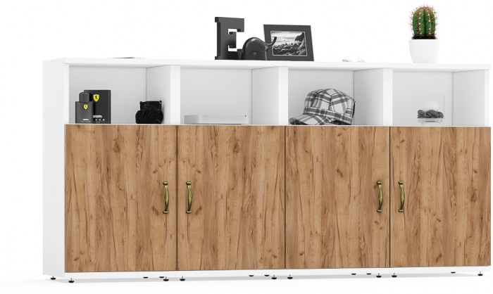 Лидер-8 Тумба МД 3.19 4 шт., белый шагрень/крафт золото