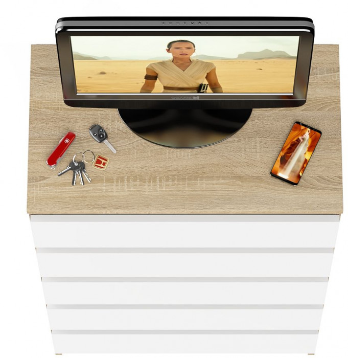 Мори Комод МК700.5, дуб сонома/белый