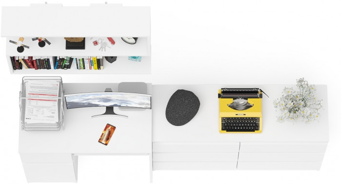 Мори компьютерный стол МС-1 левый + Комод МК1200.6 + Полка 900, белый