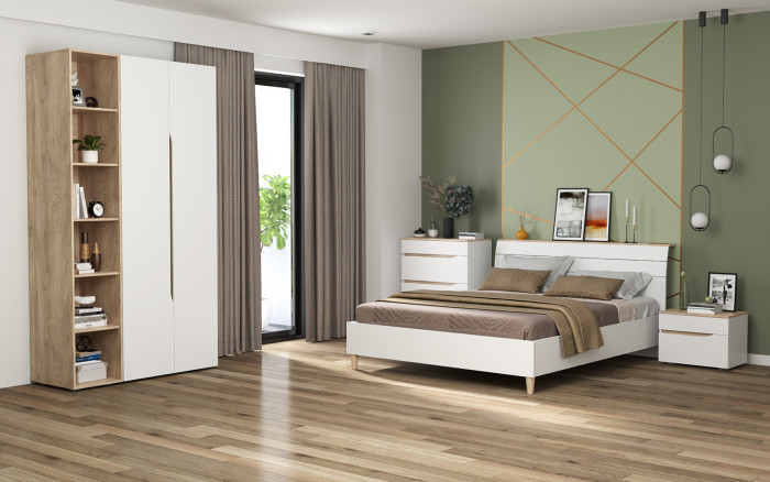 Муссон Спальня № 14, белый/дуб эндгрейн элегантный