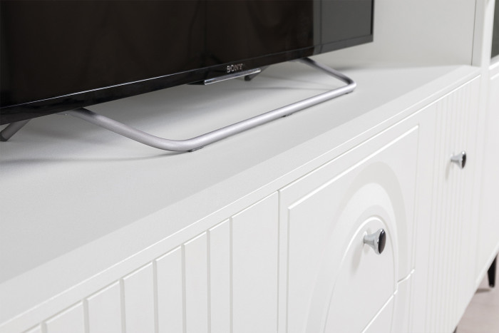 Валенсия Гостиная № 077, цвет ЛДСП белый шагрень/МДФ белый шагрень, ШхГхВ 272,2х38,3х225,2 см., универсальная сборка