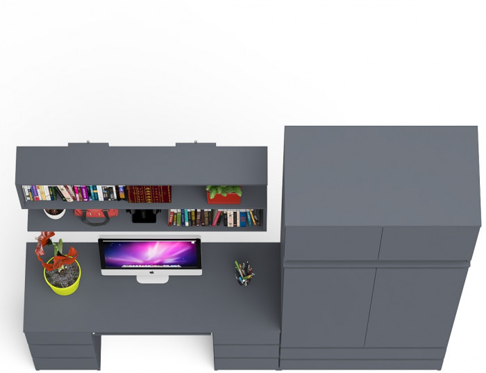 Мори компьютерный стол МС-2 + Шкаф МШ900.1 + Антресоль МА900.1 + Полка 1200, графит