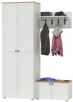 Остин Прихожая 19, белый шагрень/дуб крафт золотой