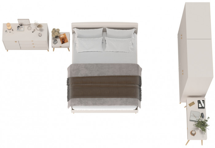 Афина Спальня 38-1600, цвет кашемир серый, сп.м. 1600х2000 мм., б/м, основание есть - фанера