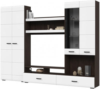 ЛИБЕРТИ ГС 01 Гостиная (2800х2100х400) Фасад МДФ БЕЛЫЙ ГЛЯНЕЦ/Корпус ВЕНГЕ