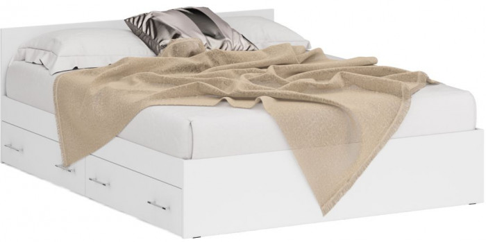 Спальня Стандарт 2-1600Я, цвет белый, ШхГхВ 163,5х203,5х70 + 171,2х81,2х200 см., сп.м. 1600х2000 мм., без матраса, основание есть