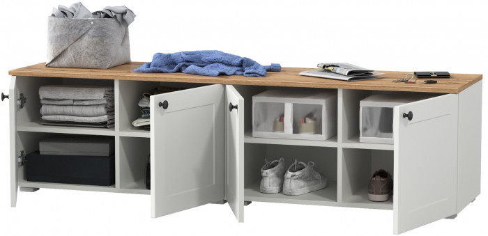 Остин 13.257 Тумба + 13.257 Тумба, белый шагрень/дуб крафт золотой