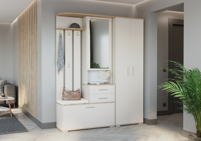 Прихожая 2-3430+2-3431дкз/к.с Домино - Комплект для прихожей, дуб крафт золотой/кашемир серый