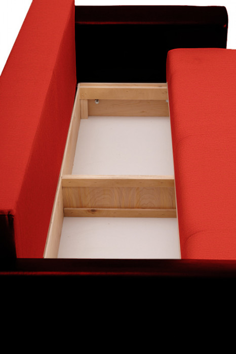 Диван-кровать Амстердам, 160х195, раскладной, еврокнижка, пружинный блок, рогожка/экокожа, красный